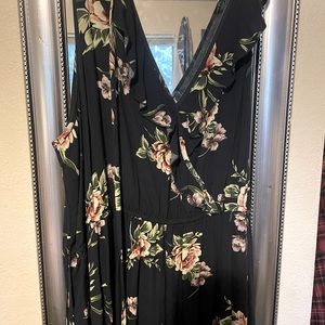 Flutter collar wide leg jumpsuit